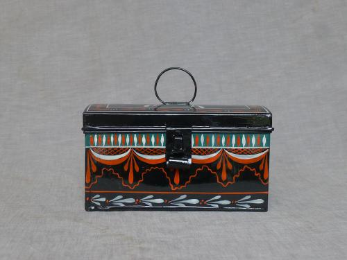 Country painted tin trunk